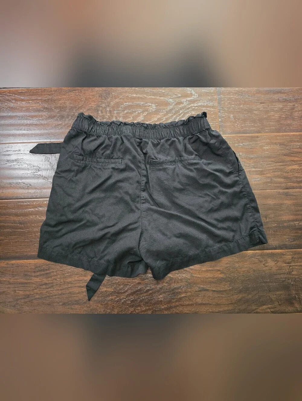H&M Womens Black High-Waist Shorts with tie Size 10